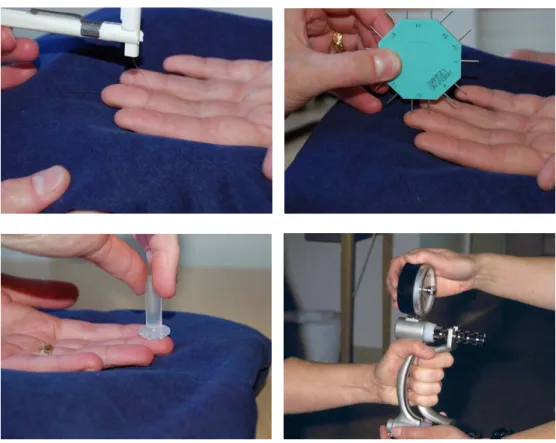 Figure 3 illustrates the experimental setup for the following hand function tests: 