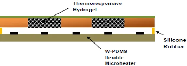 Fig. IX: Thermally responsive hydrogel-based microvalve [23] (used with permission) 