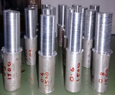 Fig. 2 : Aluminium workpieces after turning operation 