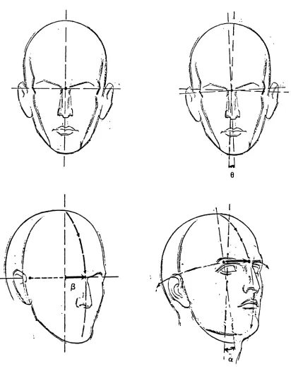 Fig. 3. Relation of Angles a, s, and 9 to Head Position.