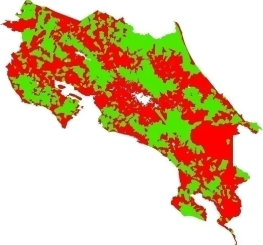 Figure 4.5: Kernel density estimates of the percent of census tract area protected by PSA 1998-2004 