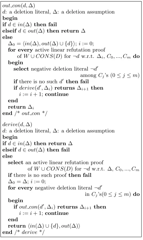 Figure 1: Proof Procedure for Calculating MinimalDeletion Literals