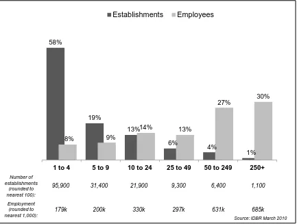 Figure 2.1  Size distribution of establishments and employees 