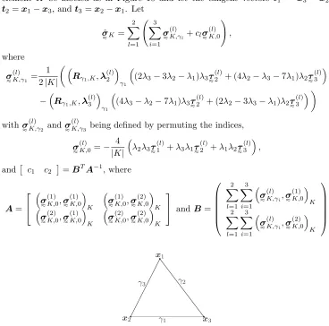Fig. 10. The labeling of the edges and vertices of element  K.
