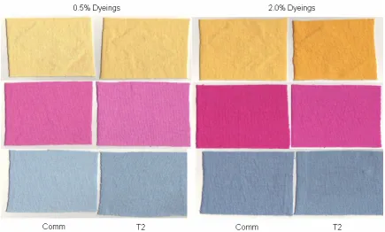 Table 4.6     G dye used for first and second round pilot plant dyeings. 
