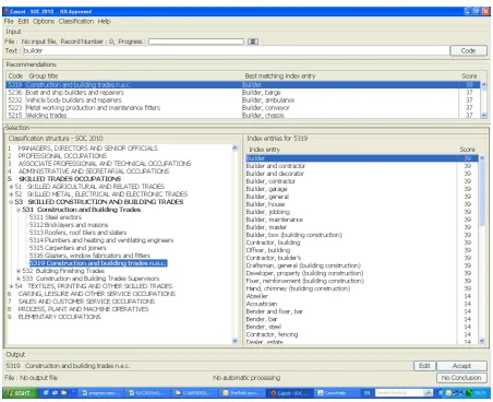 Figure 3: CASCOT Classification of ‘Builder’ to SOC2010 