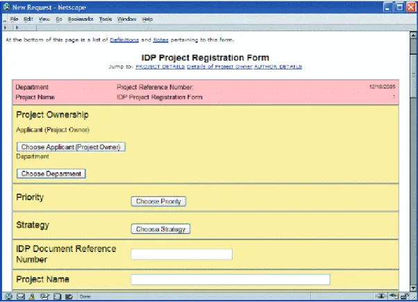 Figure 6.2: Screenshot of Per-former project registration page 