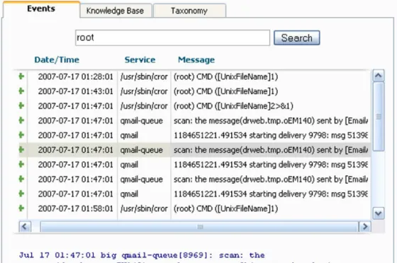 Figure 4: (a) The NetPal events browser and (b) the events graph