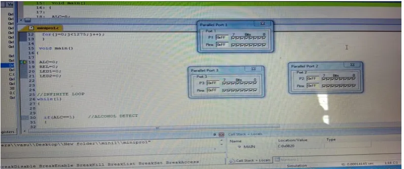 Fig 2: Output of Code dumped in microcontroller (executed on KEIL software)   