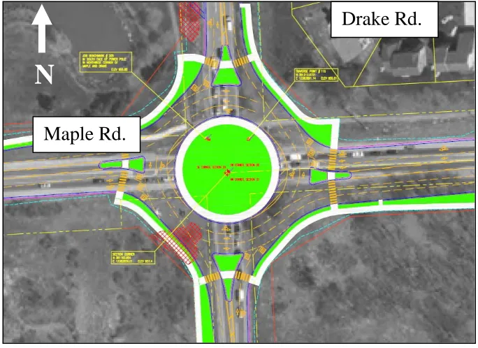 Figure 4 Aerial View of Data Collection Site: Intersection of Maple and Drake Rd. West 