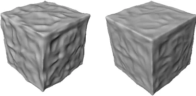 Figure 2. Reconstructions of the noisy cubewithout tensor ﬁltering (left) and with tensorﬁltering (right).