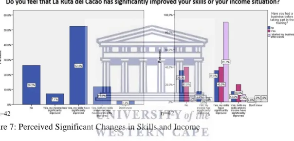 Figure  7  shows  whether  participants  feel  that  the  project  has  brought  about  significant  changes in skills and income in their personal lives