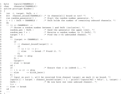 Table 1. Random binding of input and output ports in PROMELA