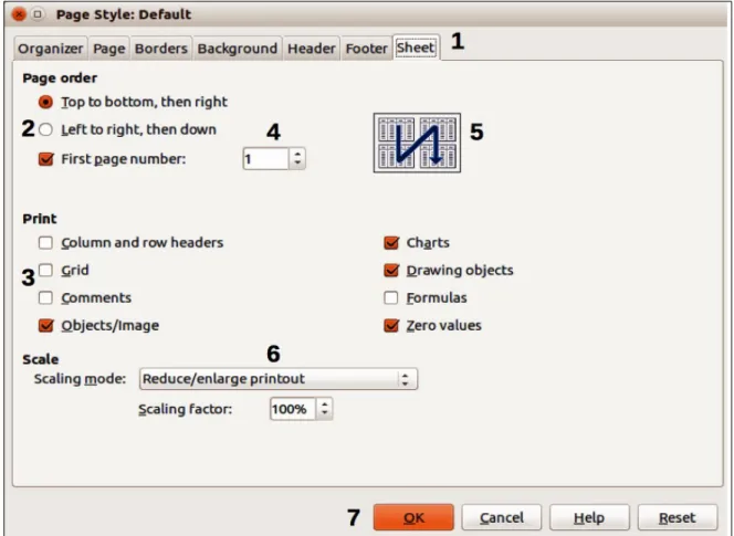 Figure 1: Dialog (from Calc) showing common controls  1) Tabbed page (not strictly speaking a control).