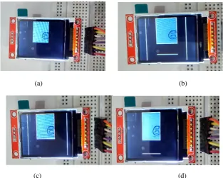 Fig. 5Results in TFT colour LCD display. (a) There are no obstacles within the half a meter radius