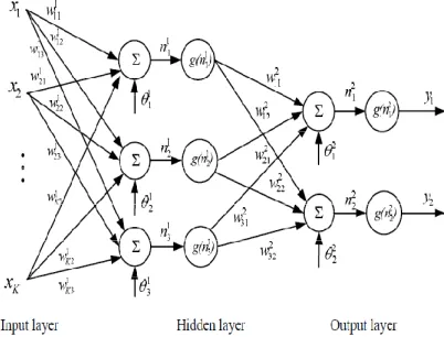 Fig. 3:  A Multilayer Perceptron Network With One Hidden Layer. 