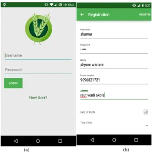 Fig. 2.Application start-up (a) Login page (b) Registration page.  