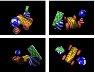 Fig. 8. New views projected from reconstructions of the toycar scene. The image on the leftwas created with Space Carving, the image on the right with GVC-LDI