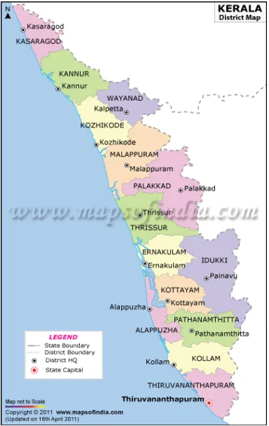 Figure 6. Location map of Kerala. Source: www.mapsofindia.com 