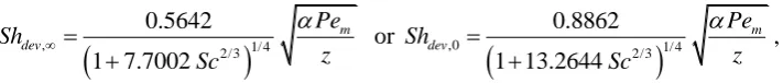 Figure 8, we plot the boundary for overall mass transfer control (according with Eq.(T5), Table 