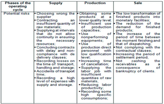 Table 3. Potential risks associated to the operating activity 