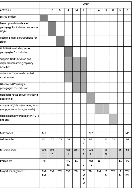 Table 1: Work plan