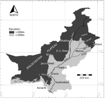 Fig. 1. Pakistan and the Indus-Chenab ﬂood plain.