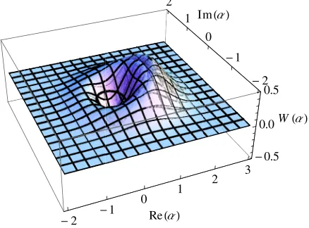 FIG. 4 (color online).Wigner function of a simulated vacuum-probability of 0.52. The theoretical probability of measuring thevacuumphoton loss during the process