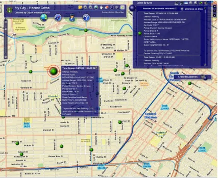 FIGURE 2.7: An example of a modern pin map of crime in an area of Houston, Texas.