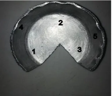 Fig. 6: Points of thickness measurements  