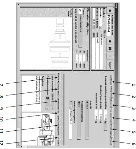 Fig. 5. Interface for   of properties and characteristics of production segment  (part, subassembly … final product) 