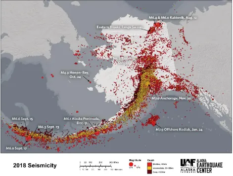 Figure 1.1 Alaska 2018 Seismicity (“Alaska Earthquake Center” 2019) 