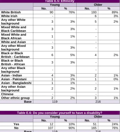 Table E.5: Ethnicity Young 