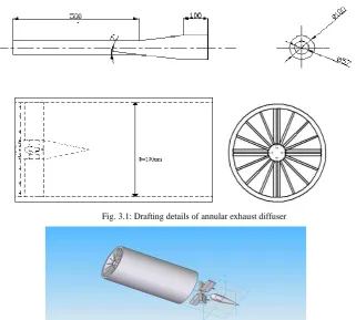 Fig. 3.1: Drafting details of annular exhaust diffuser 