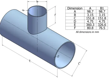 Figure 2 - Pipe Intersection Schematic and Dimensions 