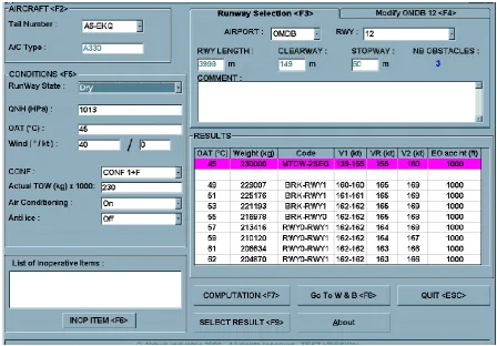 Figure 3. User’s Interface to Laptop Based .Performance Data Calculation Module 