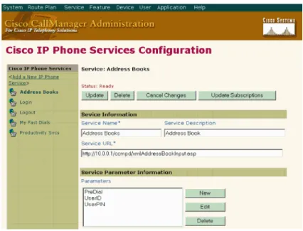 Figure 6-6 – Cisco Call Manager configuration screen 