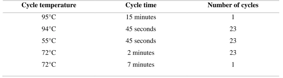 Table 11: Cycling conditions for the second round of amplification 