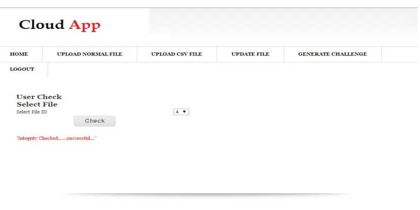 Fig  5.Snapshot of Data integrity check at users side   