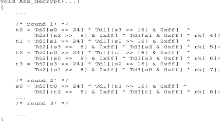 Figure 2. Code snippet from the OpenSSL-based AES decryption implementation