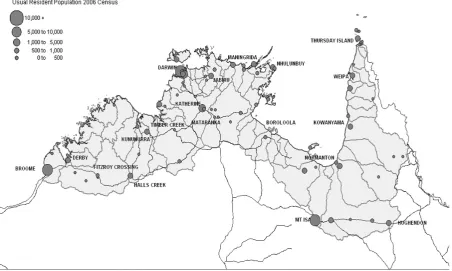 Figure 3 - Populations of urban centers and larger localities in the TR region Source: Carson et al., (2009) based on ABS 2006 Census 