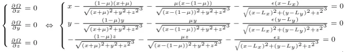 Fig. 1 The autonomous coplanar CRFBP; in a rotating frame of reference, the planets areﬁxed and form an equilateral triangle