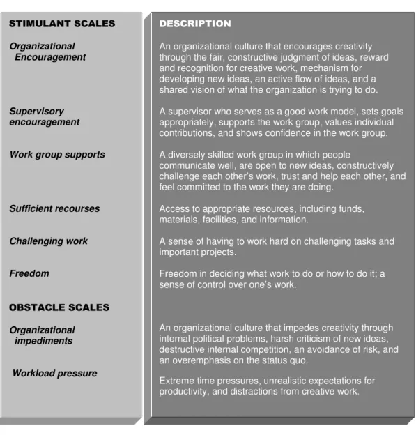Figure 1: Features of the work environment that affect creativity. 
