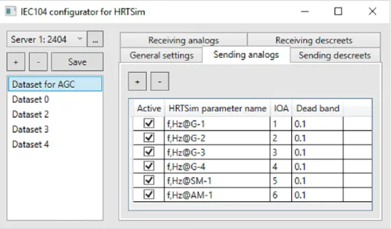 Fig 2. IEC 60870-5-104 protocol configurator for HRTSim 