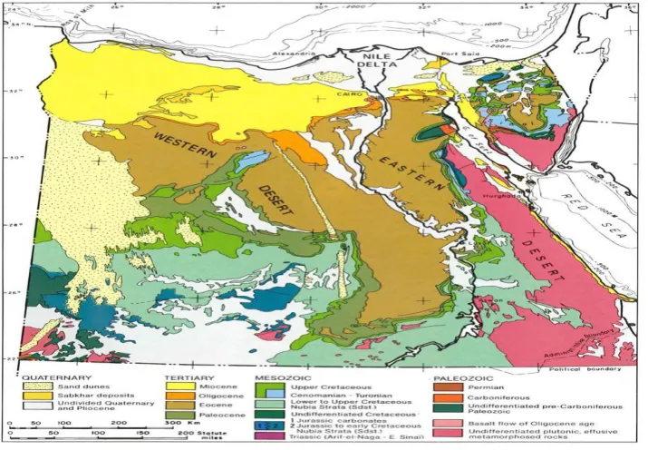 Fig .1.  Geological Map of Egypt (Schlumberger, 1984).   