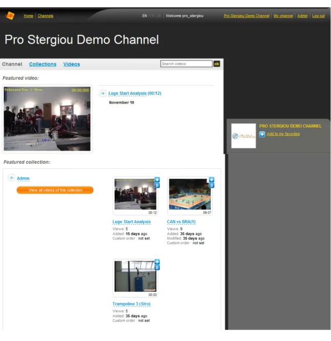 Figure 8. Image of front page of Dartfish TV website that is used to store, manage and share video content