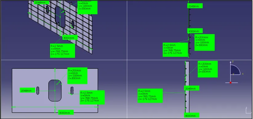 Figure 1 :CAD model of fuselage panel with multiple cut outs 