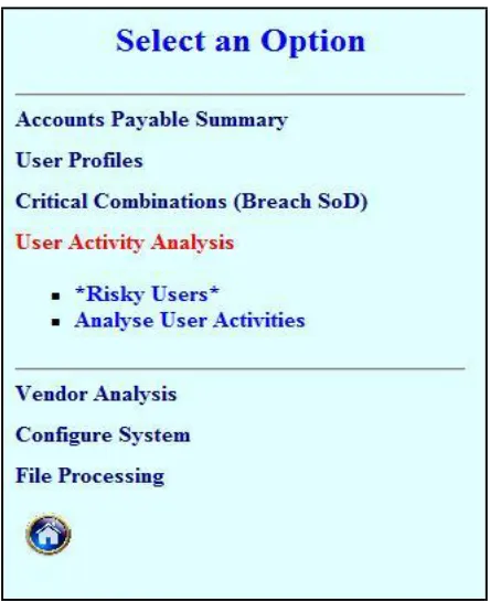 Figure A4. 4: Critical combinations menu 
