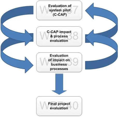 Figure 1: Overview diagram of PiP's evaluation strands; note the recursive relationship between WP7:38 and WP7:39