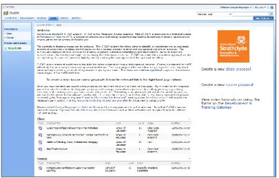 Figure 2: HaSS implementation of C-CAP.  Screen dump of HaSS C-CAP home page, including status list of current / recent curriculum proposals.